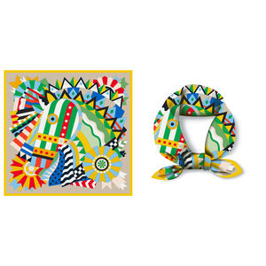 Lenço quadrado de seda das mulheres de luxo Cavalo Design Pulso Fita Cabelo Banda Lenço Headband Skinny Lenços Saco para senhoras - Product Image 2