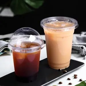 Top Sellers Disposable 12 14 16 18 20 24 Oz Printed Logo Transparent 98mm Coffee Plastic PET Cups With Lids