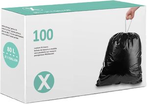 Ioddm 21 <strong>Gallon</strong> Heavy Drawstring <strong>Trash</strong> Bags 100 Count Thick Compatible with Code X <strong>Cans</strong> Leak Resistant Black Garbage Liners - Product Image 2