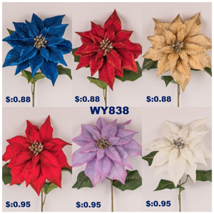 クリスマス卒業母の日イースター新年のお祝いの機会のための現実的な青い原始ポインセチアの花の茎 - Product Image 4