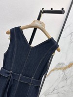 Robe en jean sans manches de haute qualité pour femmes, coupe évasée, couleur unie, avec ceinture, pour le printemps et l'été, mode décontractée