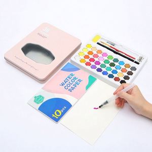 Peintures à l'aquarelle non toxiques pour enfants, coffret de 36 couleurs en boîte métallique, capacité de 5 ml, pour toile et papier, à partir de 3 ans - Product Image 1