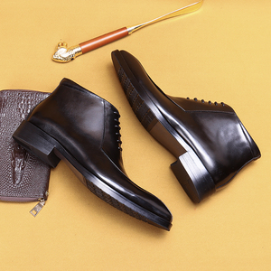 Bottes Chelsea pour hommes en cuir véritable de haute qualité, fabriquées à la main, avec lettres gravées, style britannique, pour affaires et occasions formelles - Product Image 6