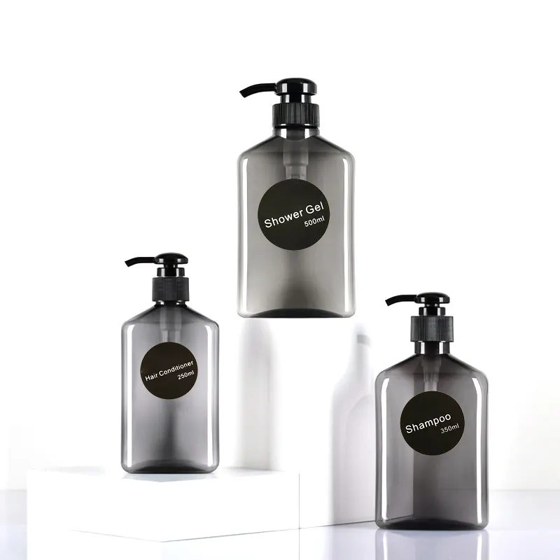 250ML 350ML 500ML PET Frosted Cosmetic Lotion Flasche Handwäsche Kunststoff Black Shampoo Flasche