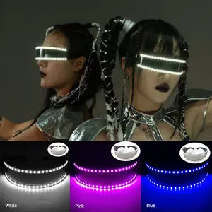 Yüksek kalite LED ışıklı gözlük Cyberpunk parlayan Cosplay gözlük şekil Bar gece kulübü dans noel paskalya günler gösterir - Product Image 2