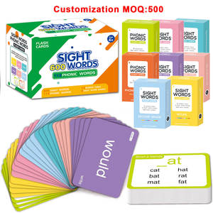 OEM ODM Aangepaste Gepersonaliseerde Woordkaarten voor Vroeg Lezen Woordenschat Leren Kleuterschool Kleuters Flashcards - Product Image 1