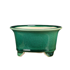 Maceta de Cerámica para Bonsái, Acabado Verde Craquelado, Tres Patas, Pequeña, para Plantas de Escritorio, Estilo Chino - Product Image 5