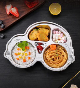 Plateau de service à compartiments profonds DD080 pour la maison, plateau à compartiments en acier inoxydable 304 pour la maternelle, assiettes à compartiments pour bébé, dessin animé - Product Image 3