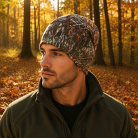 Bonnet Y2K camouflage personnalisé OEM avec revers pliable, tricot extensible, broderie 3D – Idéal pour les voyages, l'hiver, les activités de plein air et le travail – Vente en gros par lot
