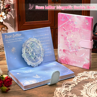 Carnet à couverture rigide vintage à motif floral rose, couverture en relief 3D NAA12, fermeture magnétique, reliure cousue, cadeau brillant de haute qualité