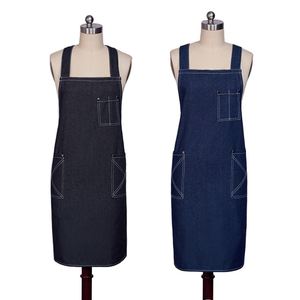 Uniforme de restaurant italien imperméable et ajustable pour serveuse ; Tablier en denim tissé avec logo personnalisé, sans manches, unisexe - Product Image 4