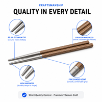 Baguettes créatives haut de gamme en titane pur, anti-moisissure, avec joint en bois de wengé, pour la cuisine domestique, ensemble de couverts, cadeaux, style chinois chic