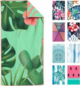Serviette de plage en microfibre de luxe à séchage rapide, sans sable, adaptée aux enfants, écologique, motif végétal, taille surdimensionnée personnalisée, vente en gros - Product Image 2