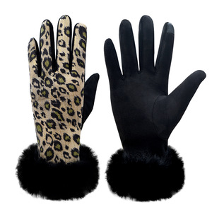 New Design Fashion Leopard Print Fleece-Lined Touchscreen Winter Women <strong>Warm</strong> <strong>Gloves</strong> - Product Image 4