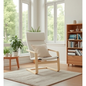 Sillón <span class=keywords><strong>Reclinable</strong></span> Moderno de Madera con Respaldo Sólido para Dormitorio y Sala de Estar - Product Image 6