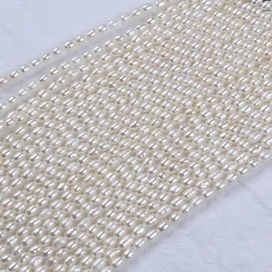 3.5-4mm B-AAAA perle di buona qualità all'ingrosso perle di perle di riso bianco d'acqua dolce naturale