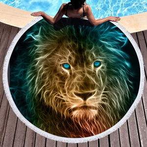 Eco amigable absorber agua personalizado impreso <span class=keywords><strong>León</strong></span> de microfibra Toalla de <span class=keywords><strong>playa</strong></span> redonda - Product Image 1