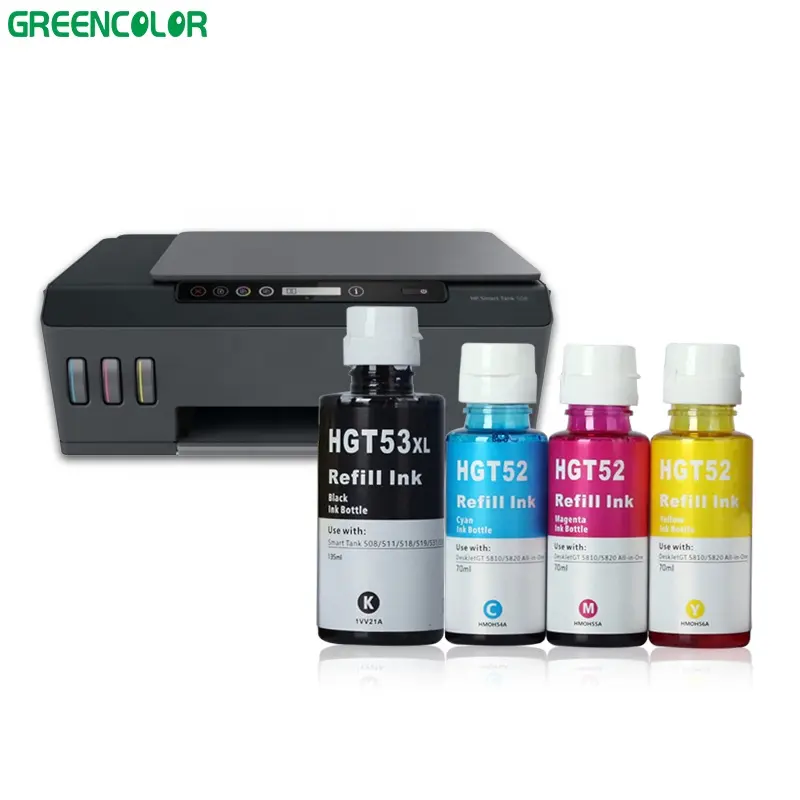 GT51 GT52 refill dye ink suitable for HP Deskjet GT5810 GT5820 GT5830 GT5840 GT5850 GT5860 GT5870 GT5890 GT series ink