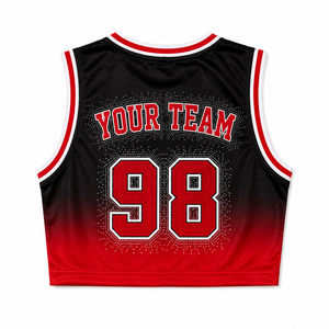 Haut court sans manches personnalisé pour femme, style cheerleading, avec strass ombrés, pour le jour du match, vente en gros - Product Image 4