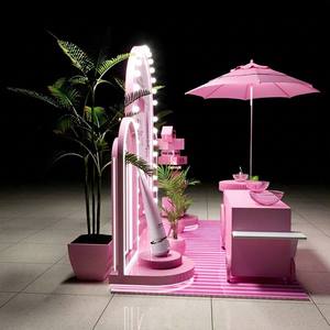 Kiosque mobile rose personnalisé avec éclairage <span class=keywords><strong>LED</strong></span> pour la promotion d'événements de marques de soins de la peau et de cosmétiques - Product Image 3