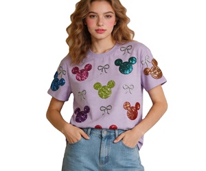 High Quality Reversible Shiny Sequin <strong>T</strong> <strong>Shirt</strong> Transfer Print Logo Pattern <strong>Funny</strong> Fashion Cotton Sequin <strong>T</strong> <strong>Shirt</strong> Women Custom logo - Product Image 1
