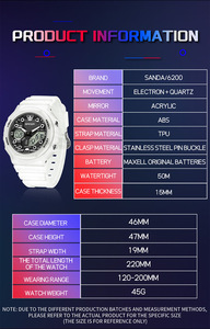 Reloj Deportivo Digital Multifuncional Sanda 6200 con Doble Pantalla, Resistente al Agua y con Función de Cuenta Regresiva - Product Image 5