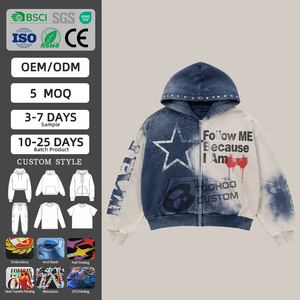 Custom 500gsm Heavyweight Cotton Hoodie <b>Men's</b> Streetwear Oversized Boxy Fit Vintage Faded 3D Embroidery Fleece <b>Pullover</b> Bulk - Product Image 1