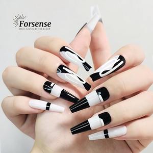 Venta al por mayor pintado a mano abstracto prensa en las <span class=keywords><strong>uñas</strong></span> <span class=keywords><strong>blanco</strong></span> <span class=keywords><strong>rosa</strong></span> Ombre ataúd largo Abs plástico <span class=keywords><strong>uñas</strong></span> postizas personalizadas 3D lujo <span class=keywords><strong>uñas</strong></span> postizas - Product Image 4