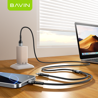 BAVIN Vente en gros OEM ODM CB378 PD 60W 2 en 1 2IN1 Type a Usb c Câble de données Usb pour téléphones Android