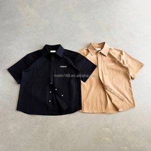 Camisas de Manga Corta de Lona para Hombre, Ropa Casual Cómoda de Verano, Camisa Lisa con Botones y Solapa, Diseño Personalizado - Product Image 1