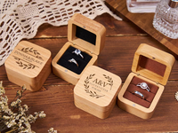 Boîte à bagues en bois 2 fentes bijoux bague boîte-cadeau bague Vintage présentoir étui pour cérémonie de mariage proposition fiançailles