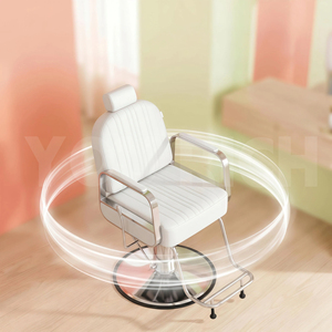 Sillón de Peluquería con Estructura de Acero Inoxidable Cromado, <span class=keywords><strong>Reclinable</strong></span>, Hidráulico y Ajustable <span class=keywords><strong>para</strong></span> Salón de Belleza - Product Image 5