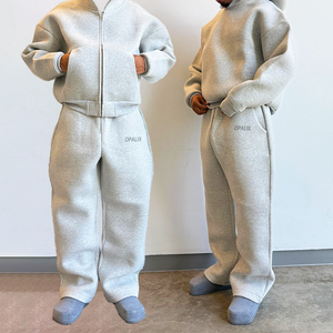 Produttore di Abbigliamento Personalizzato, Set <span class=keywords><strong>Tuta</strong></span> da Jogging con Felpa con Zip e Pantaloni Larghi Pesanti, <span class=keywords><strong>Tuta</strong></span> Sportiva con Design Semplice per <span class=keywords><strong>Uomo</strong></span> - Product Image 1