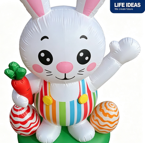 Conejo de Pascua Inflable con Zanahoria, Huevos Coloridos y Base Verde con Luces LED para Decoración Navideña en la Puerta Principal - Product Image 2