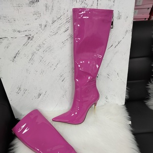 Pure Color Thin <b>Heels</b> Pointed Toe Western Women Winter Boots Knee High Shoes 12 High <b>Heel</b> Daily Life Street Shoes - Product Image 5