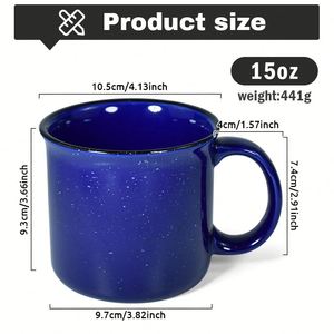 แก้วกาแฟเซรามิกแบบคลาสสิค ขนาด 15 ออนซ์ ลายจุดสไตล์วินเทจ สำหรับแคมป์ปิ้ง สลักโลโก้ได้ตามต้องการ ของขวัญแก้วกาแฟสำหรับแคมป์ไฟ - Product Image 2