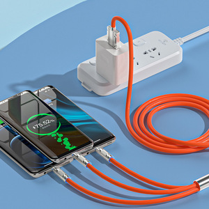 Kabel pengisi daya Super cepat 120W, tiga dalam satu untuk <span class=keywords><strong>TYPE</strong></span>-<span class=keywords><strong>C</strong></span> earphone jaket nilon kepang melindungi garis penumpang untuk ponsel - Product Image 5