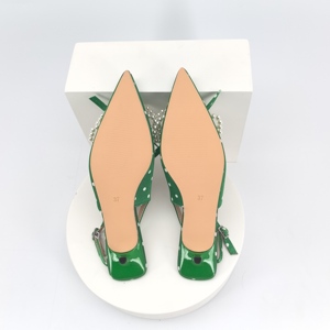 Sandali Estivi Sexy Verdi con Tacco a Spillo, Eleganti con Pois, Perle e Fiocco per Donne - Product Image 3