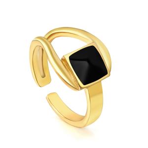 OEM Customized 18K Gold Plated Zircon Enamel <b>Ring</b> Jewelry Stainless Steel Waterproof <b>Open</b> <b>Rings</b> for Women - Product Image 1