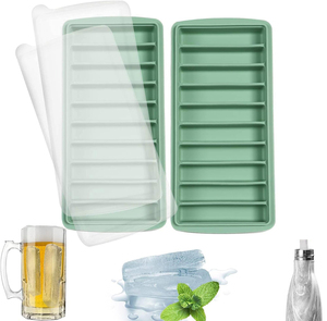 Moule à glaçons rectangulaire en silicone sans BPA avec couvercle, logo personnalisé, couleur personnalisée, outils pour la fabrication de glaces - Product Image 1