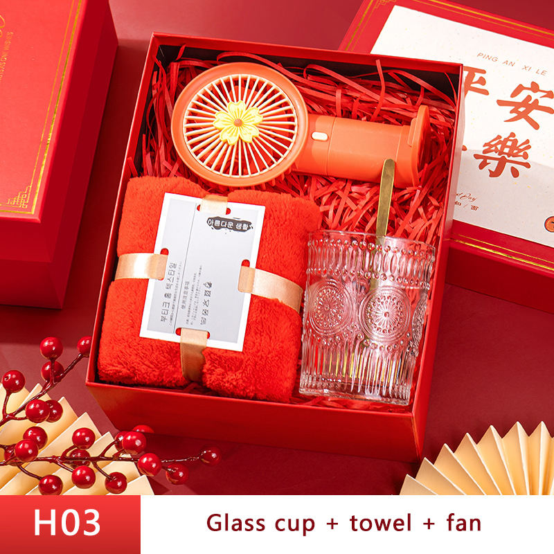 Glass cup + Towel+Fan