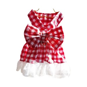 Pet Dog Plaid Dress With Bow And Lace <b>Skirt</b> For Small Breeds Like Pomeranian Bichon Frise Teddy - Product Image 5