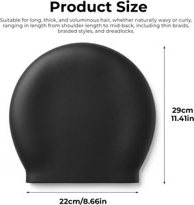 Lot de 2 bonnets de bain en silicone durables et imperméables pour enfants, filles, garçons, adolescents et tout-petits de 3 à 15 ans, ajustement confortable pour cheveux longs ou courts - Product Image 3