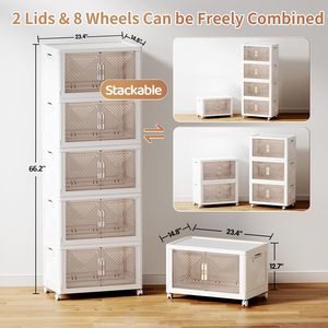 Cajas de Almacenamiento de Ropa Plegables de PP al por Mayor con Tapas y Ruedas, Apilables, Capacidad de 35L, Organizador Moderno para Armario y Hogar - Product Image 3