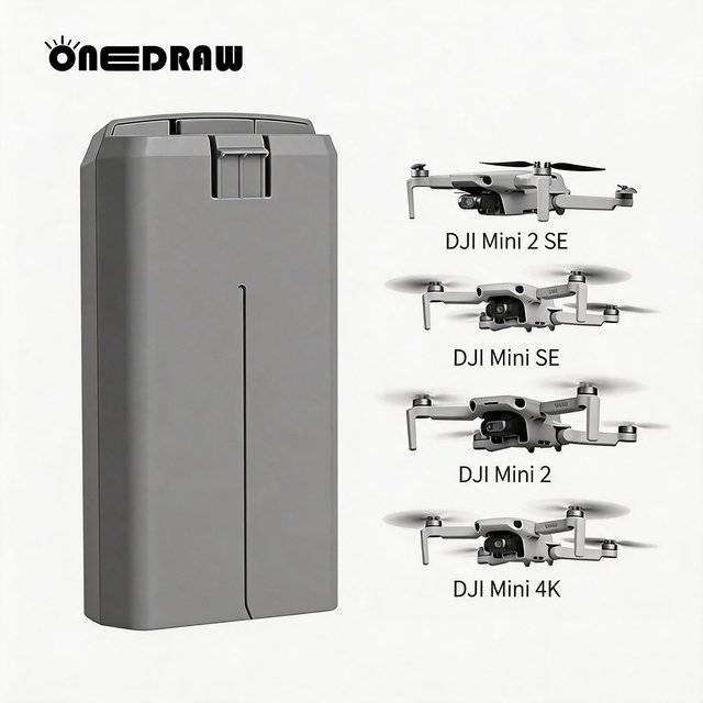 ONEDDRAW 2400mAh 2S 7.7V Intelligent Flight Battery Mini 2/2 SE/Mini SE/4K Drone ABS Material Long Flight Time Durable Safe for