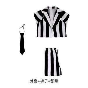 Costume Beetle Juice pour hommes, costume rayé pour adultes, tenue de performance pour Halloween - Product Image 3