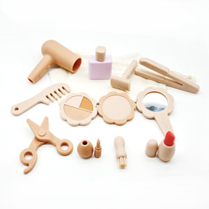 12 pièces Kit de maquillage et de salon en silicone Offre Spéciale avec fard à lèvres <span class=keywords><strong>pour</strong></span> fille jouets de simulation avec sac de rangement en tissu <span class=keywords><strong>pour</strong></span> tout-petit - Product Image 1