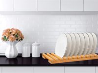 Égouttoir à vaisselle moderne en bois massif, écologique, durable, non pliable, 10 fentes, type sur pied, organisateur de vaisselle multifonction