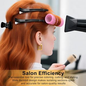 Pinces à <span class=keywords><strong>cheveux</strong></span> personnalisées avec logo pour salon et coiffure à domicile, sectionnement, antidérapantes, bec <span class=keywords><strong>de</strong></span> canard avec bande en silicone - Product Image 4