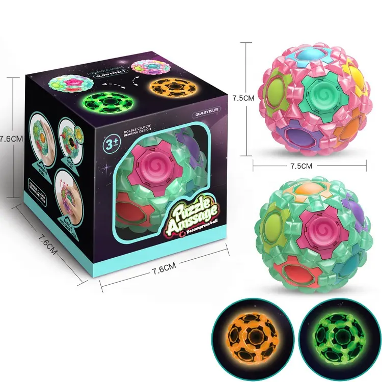 Hot selling stress relief toys fingertip gyroscope toy balls stress ball light-up toys for adults kids 2023